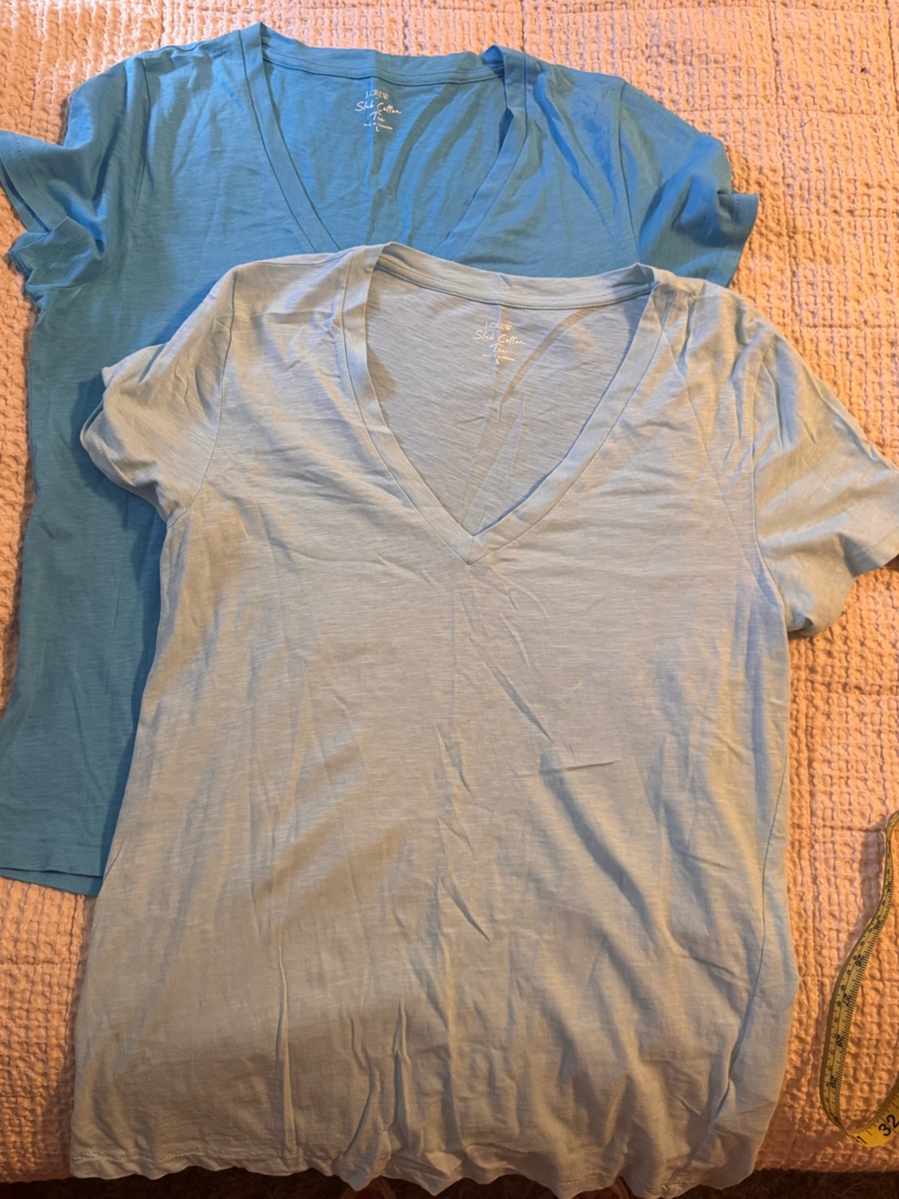 J. Crew Women’s Turquoise and Pale Blue Slub Cotton Tees -set of 2